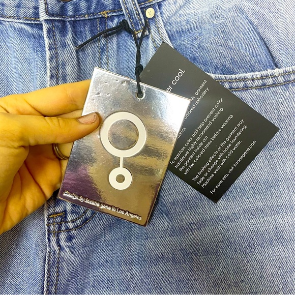 Insane Gene NWT Women’s High Waist Slim Tapered Blue Jeans Distressed Size 7 Y2K - Picture 7 of 13